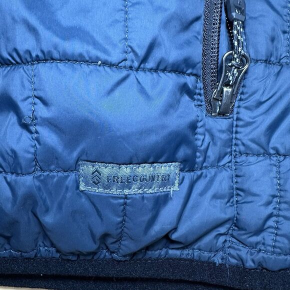 FREE COUNTRY Size Medium Blue Sleeveless Pockets Quilted Puffer Full Zip Vest - Picture 3 of 4
